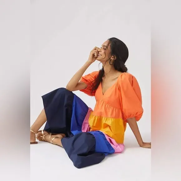 Farm Rio x Anthropologie tiered color locked maxi dress - Picture 2 of 3